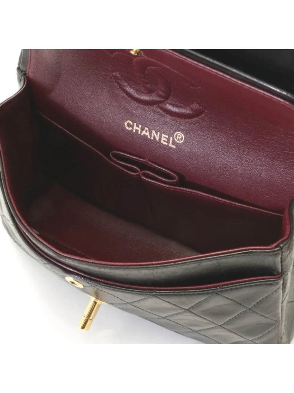 Chanel Quilted Double Flap Bag 23 Black Lambskin